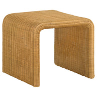 Square Woven Rattan End Table with Waterfall Edges