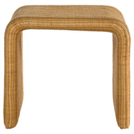 Square Woven Rattan End Table with Waterfall Edges