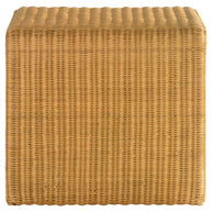 Square Woven Rattan End Table with Waterfall Edges