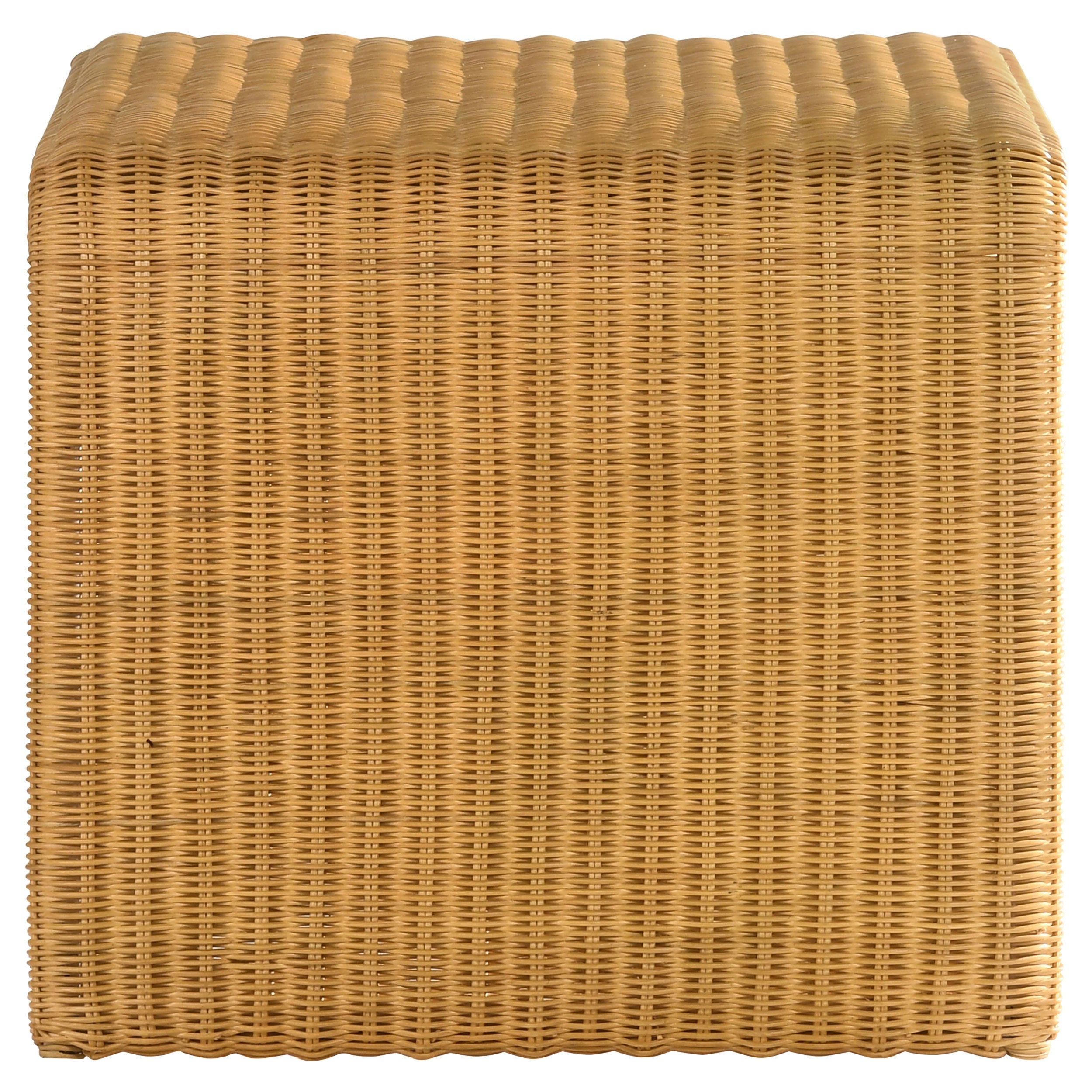 Square Woven Rattan End Table with Waterfall Edges