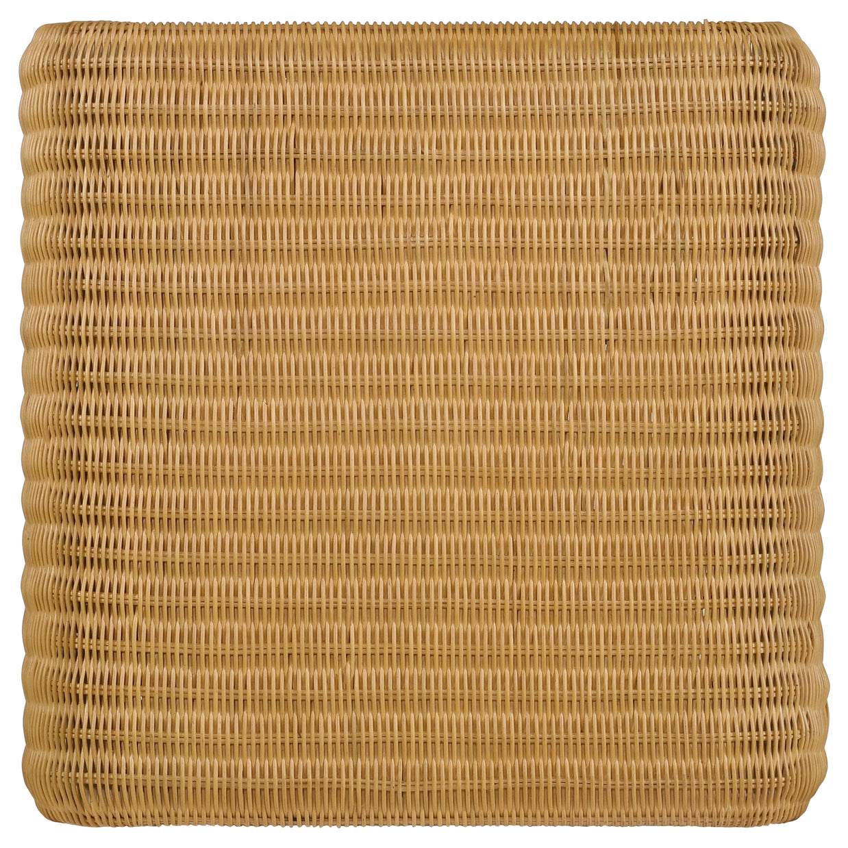Square Woven Rattan End Table with Waterfall Edges