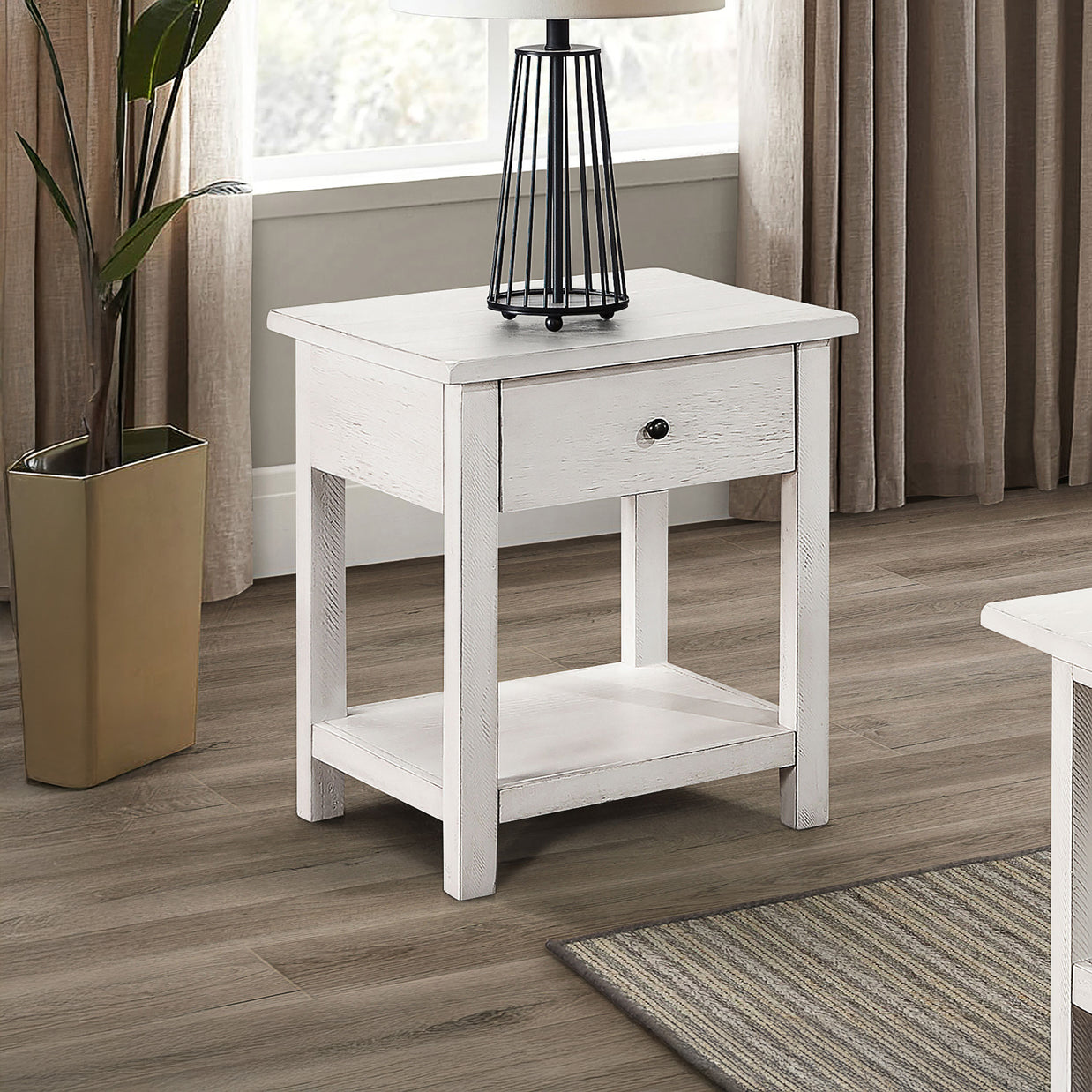1-Drawer Wood End Table with Shelf