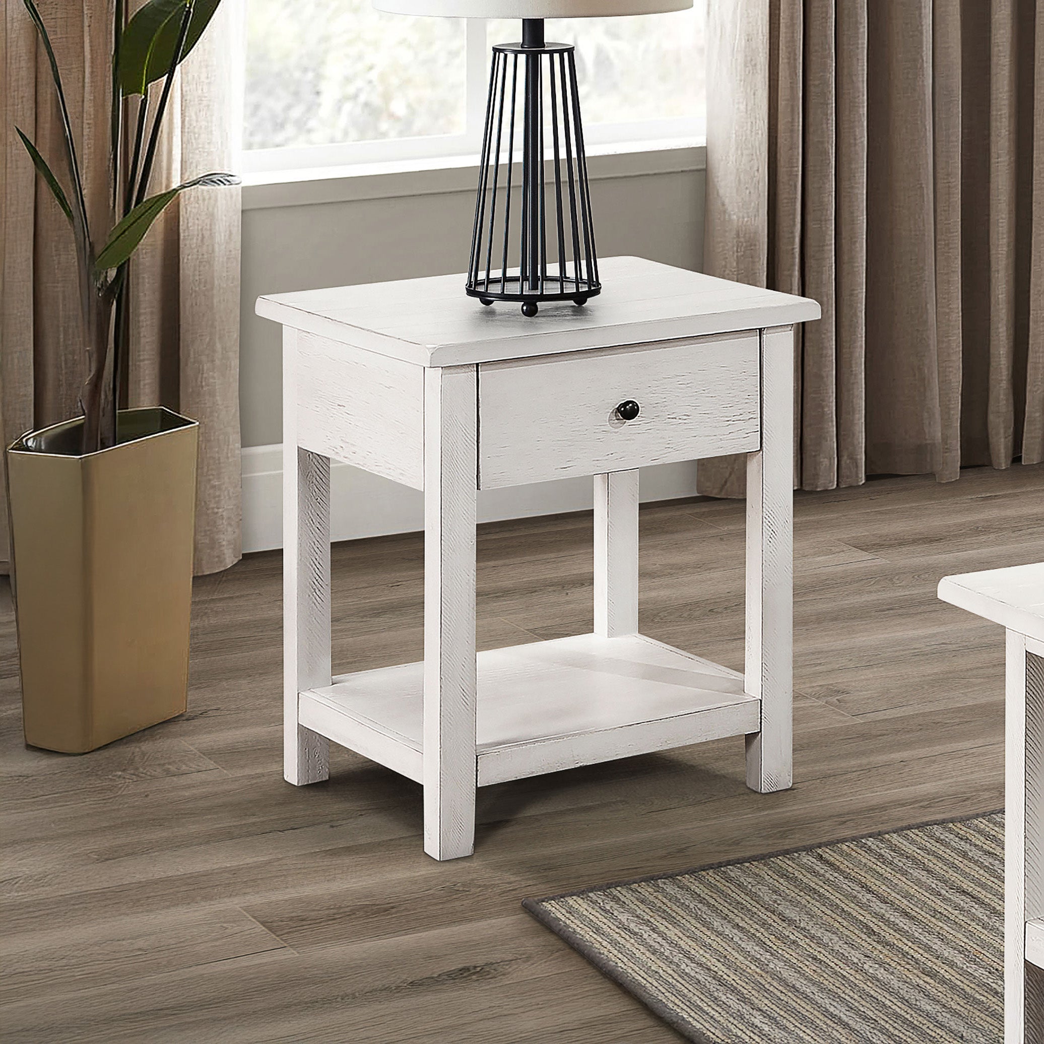 1-Drawer Wood End Table with Shelf