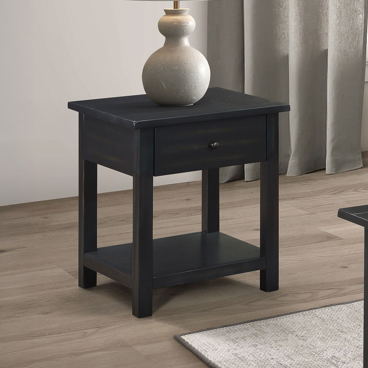 1-Drawer Wood End Table with Shelf