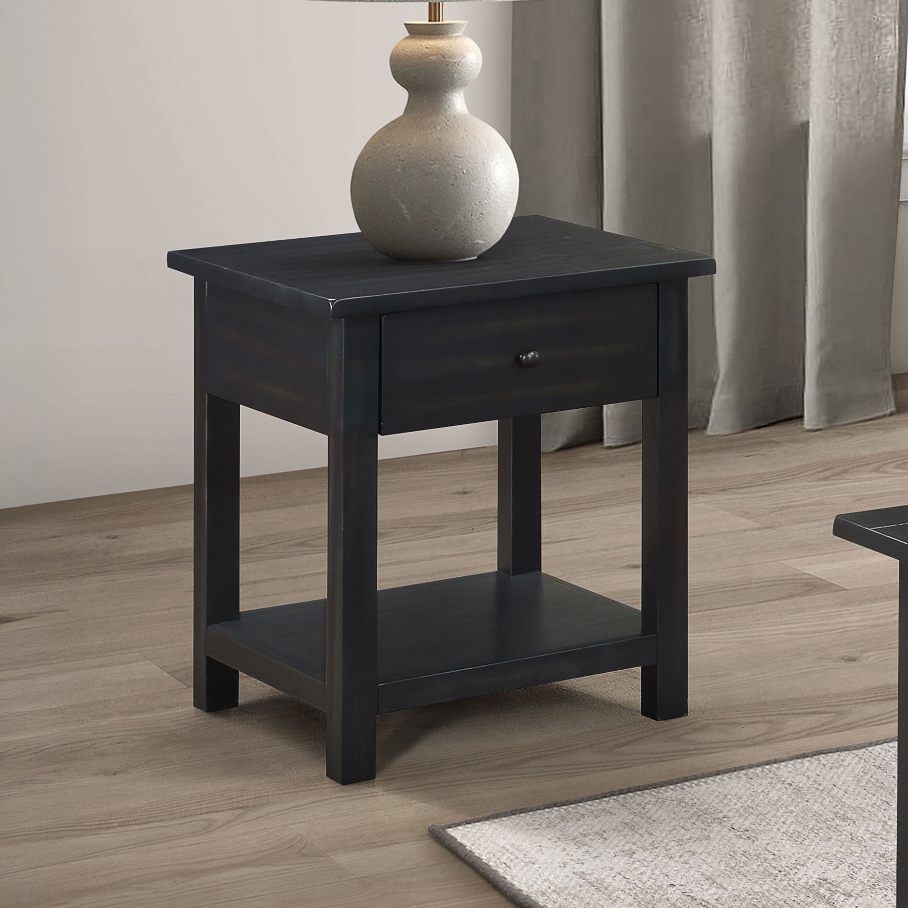 1-Drawer Wood End Table with Shelf