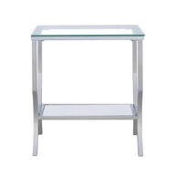 Square Chrome & Glass End Table