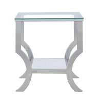 Square Chrome & Glass End Table