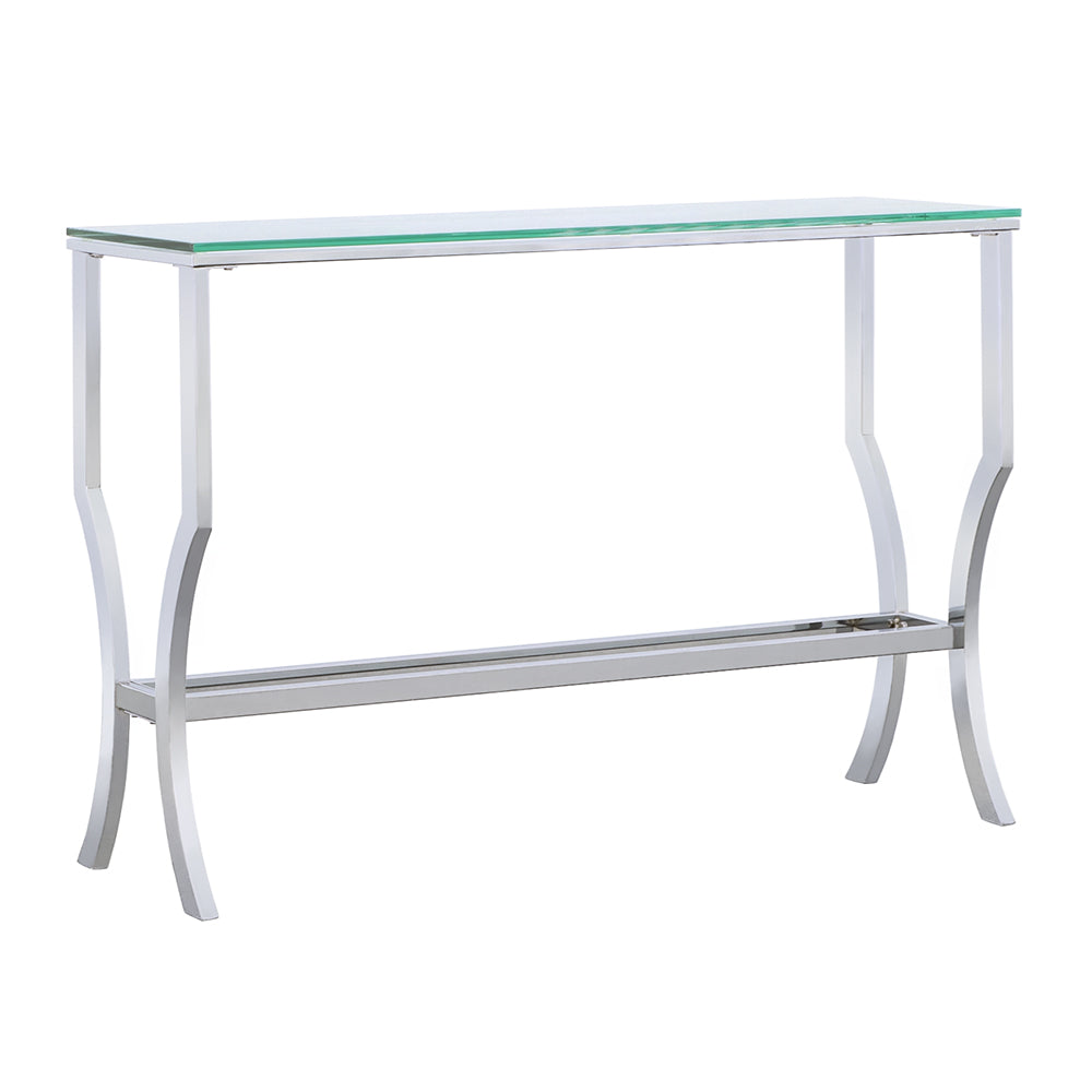 Rectangular Chrome & Glass Sofa Table