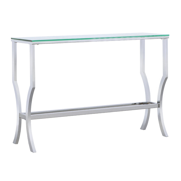 Rectangular Chrome & Glass Sofa Table