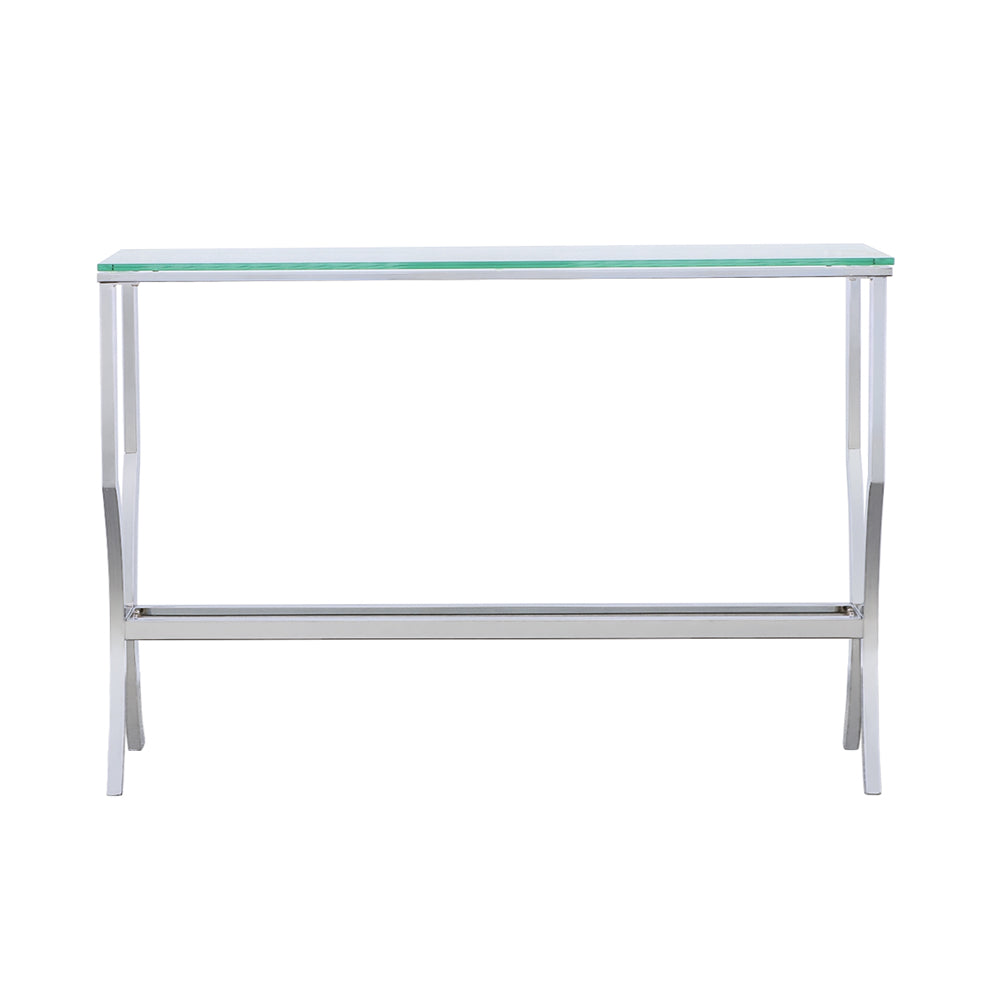 Rectangular Chrome & Glass Sofa Table