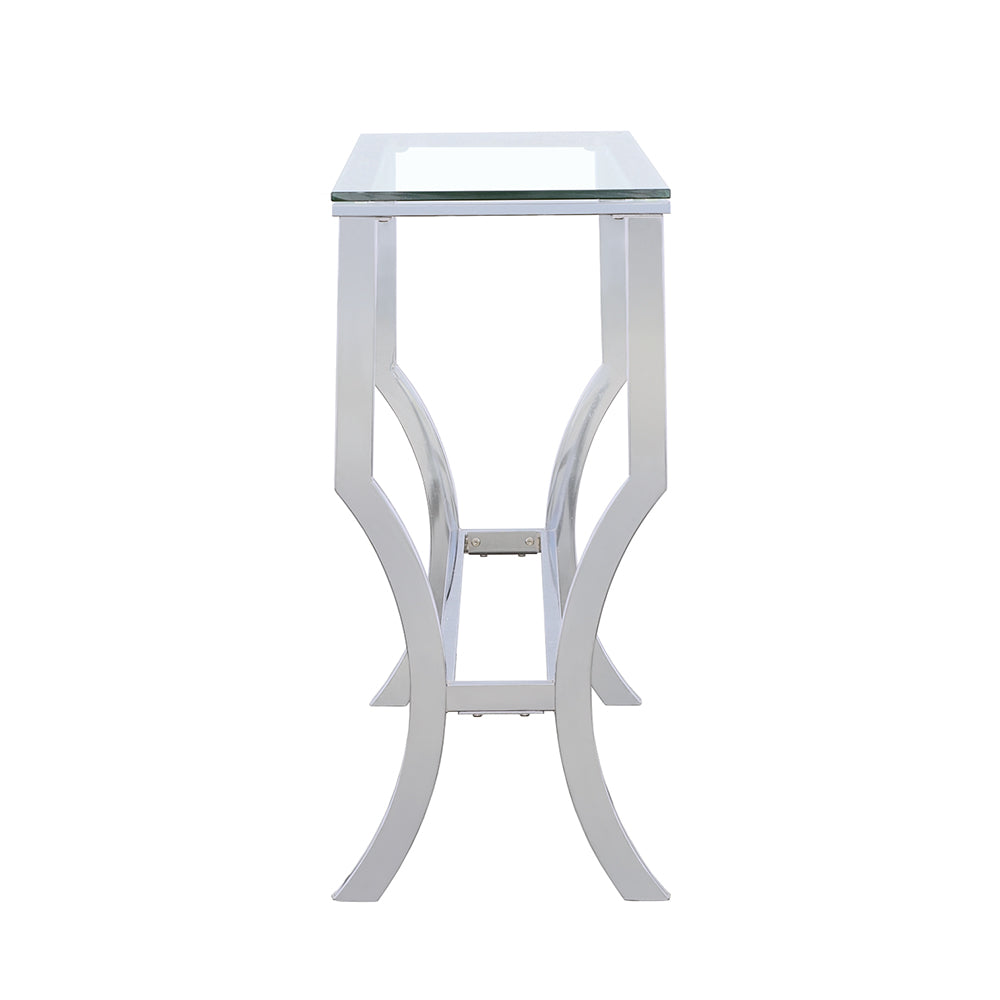 Rectangular Chrome & Glass Sofa Table