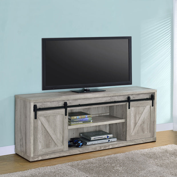 Modern Farmhouse TV Console with Sliding Barn Doors