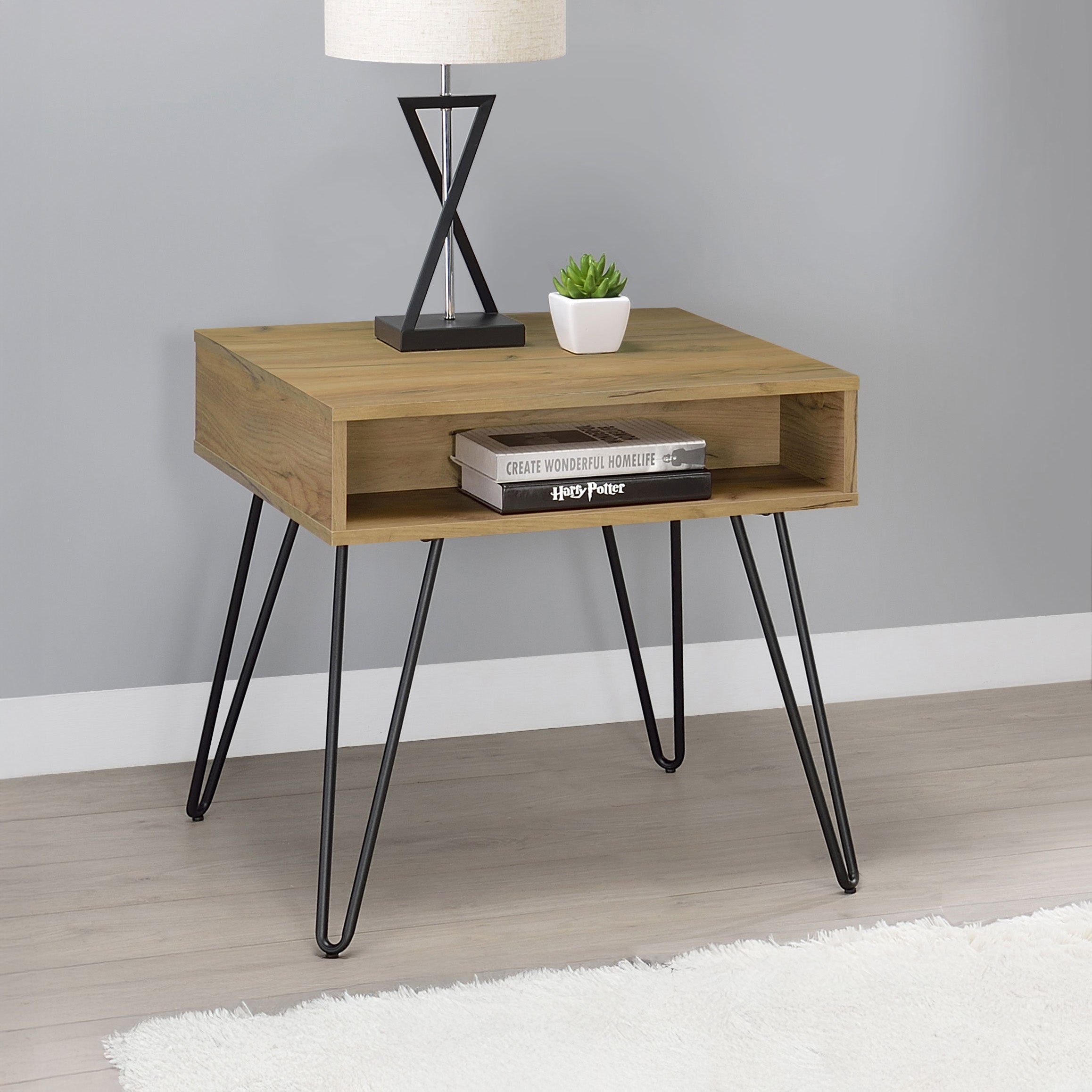 Golden Oak Engineered Wood End Table