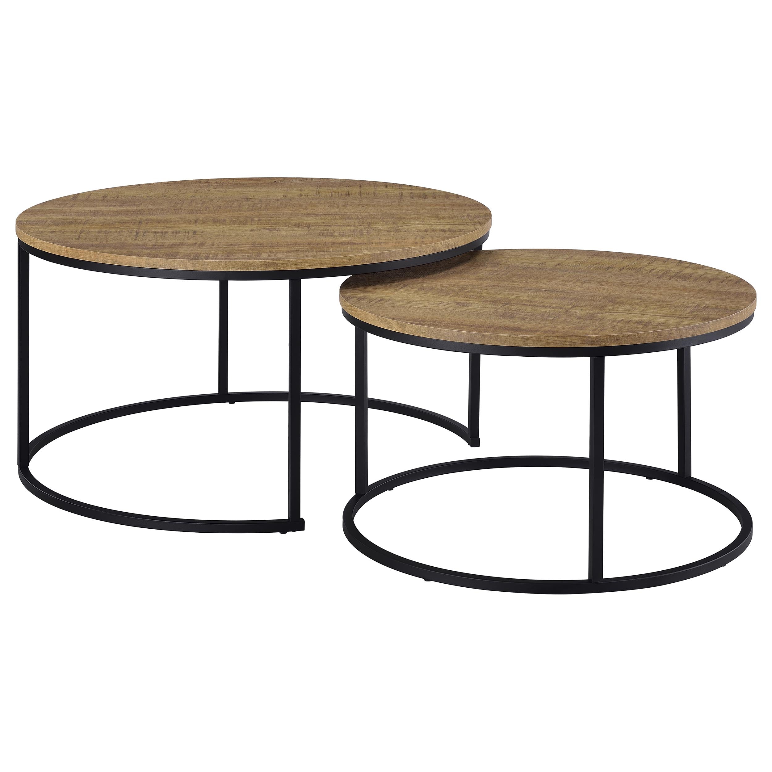 2-Piece Round Faux Marble Nesting Coffee Table Set – Grey