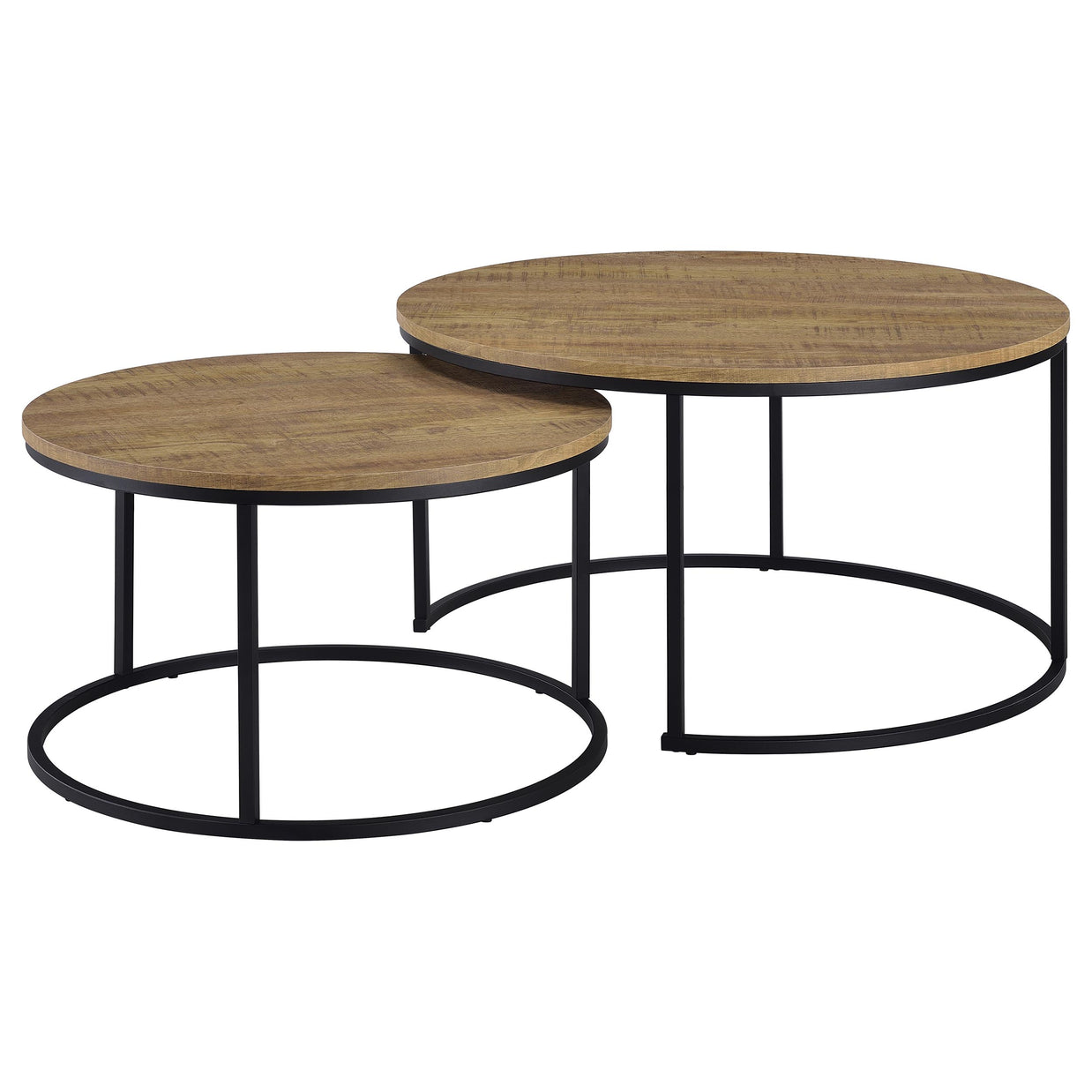 2-Piece Round Faux Marble Nesting Coffee Table Set – Grey