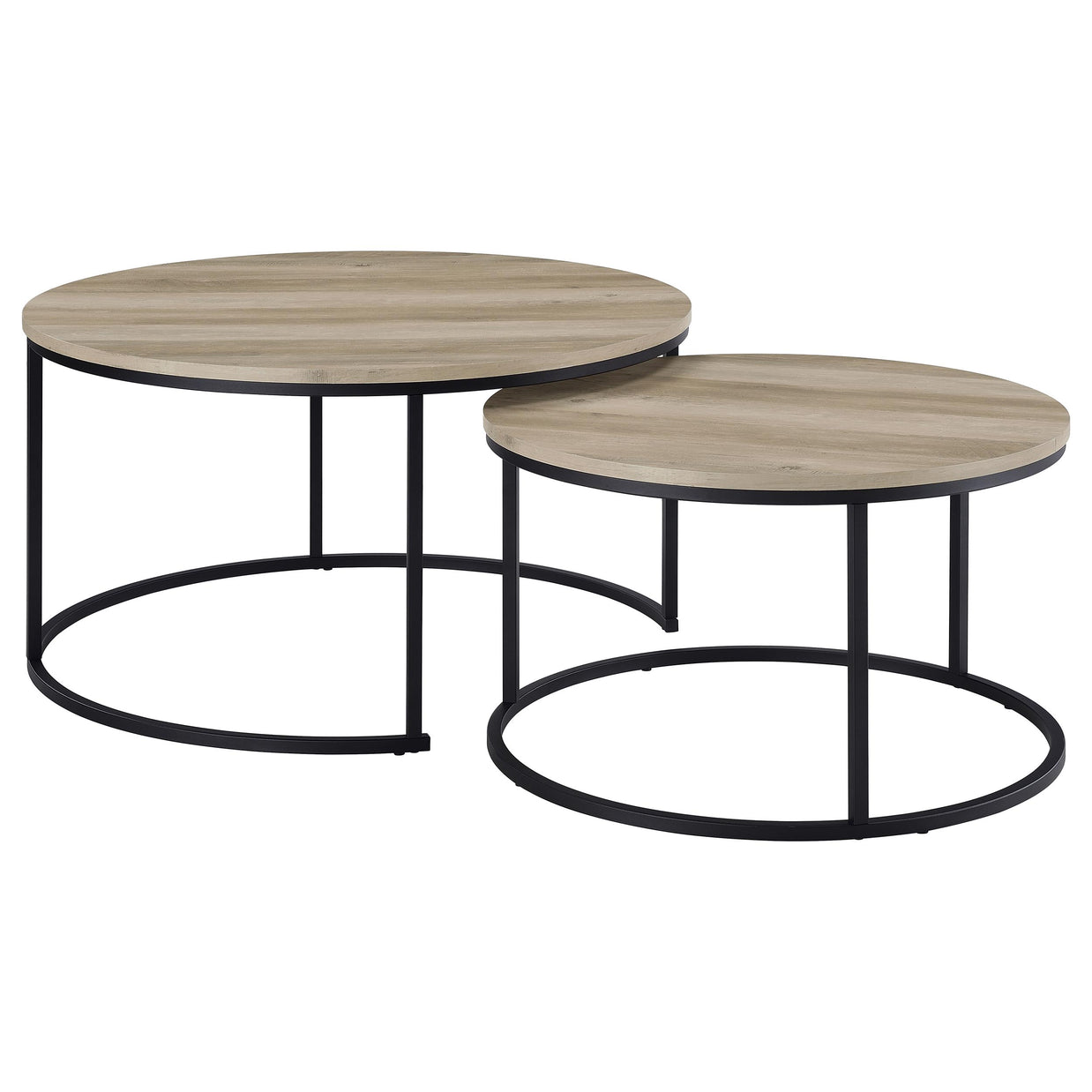 2-Piece Round Faux Marble Nesting Coffee Table Set – Grey