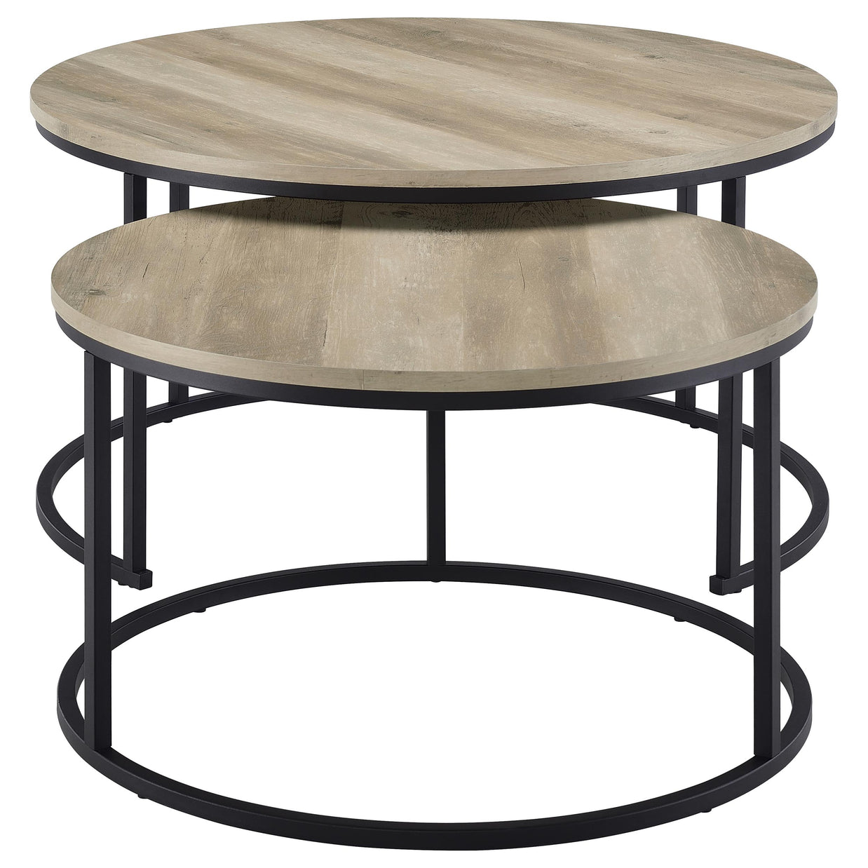 2-Piece Round Faux Marble Nesting Coffee Table Set – Grey
