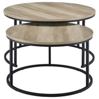 2-Piece Round Faux Marble Nesting Coffee Table Set – Grey