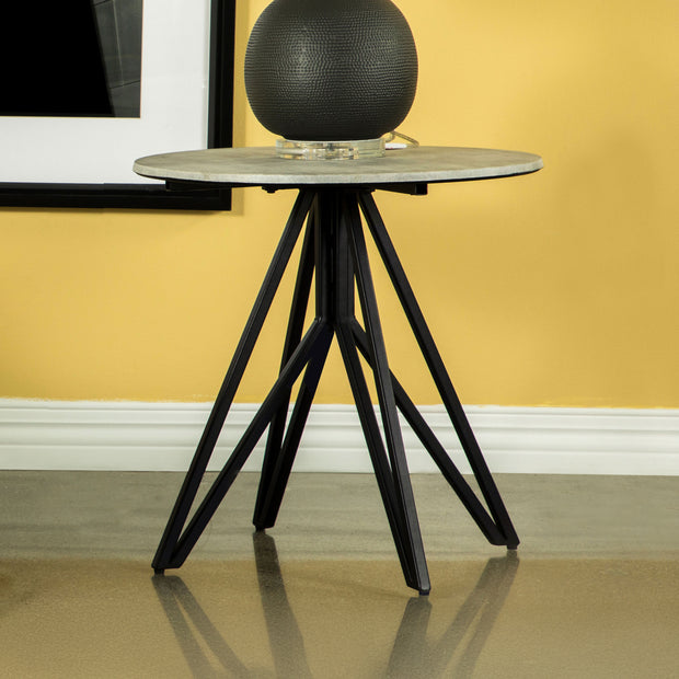 Modern Round Cement-Look End Table