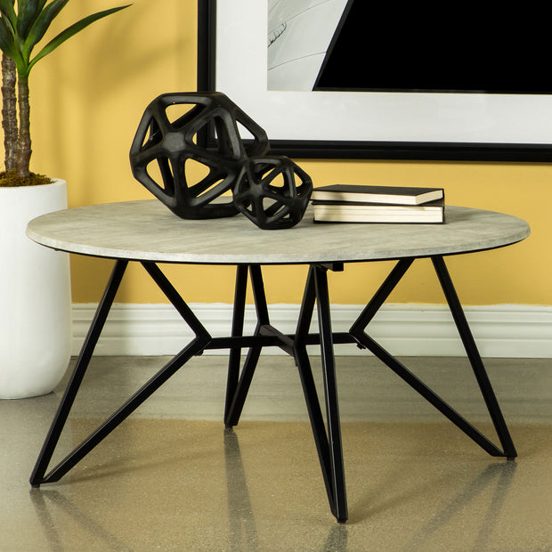 Modern Round Cement-Look Coffee Table