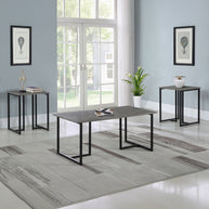 Industrial 3-Piece Coffee Table Set in Grey Wood