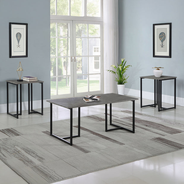 Industrial 3-Piece Coffee Table Set in Grey Wood