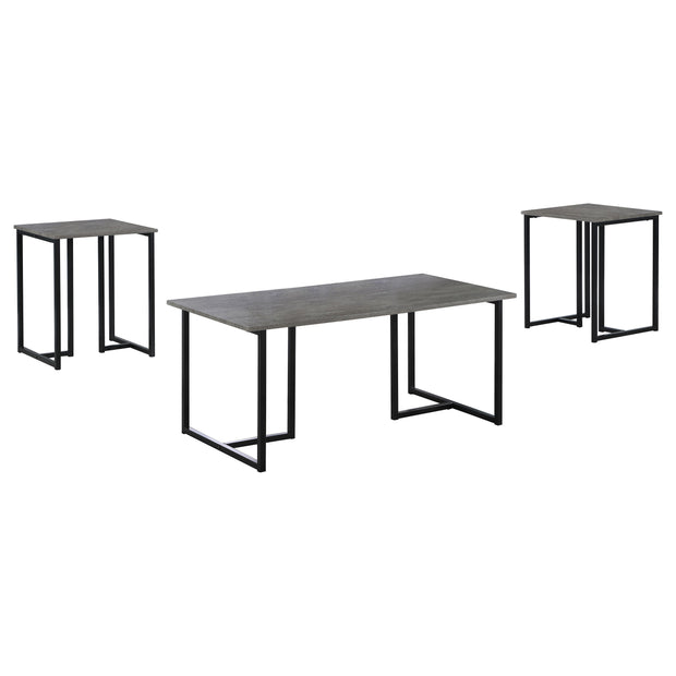Industrial 3-Piece Coffee Table Set in Grey Wood