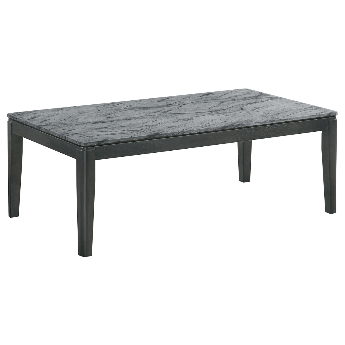 Gray Faux Marble Coffee Table with Black Wood Frame