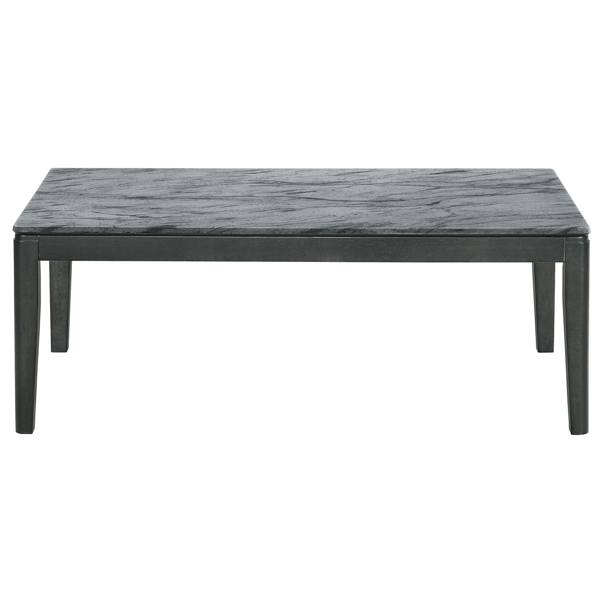 Gray Faux Marble Coffee Table with Black Wood Frame