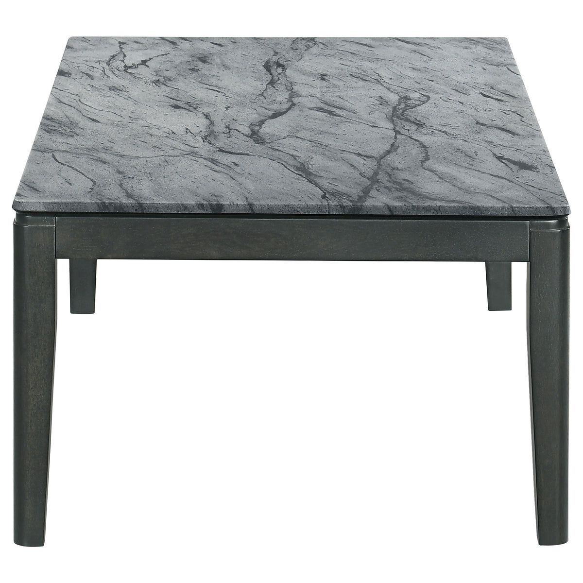 Gray Faux Marble Coffee Table with Black Wood Frame