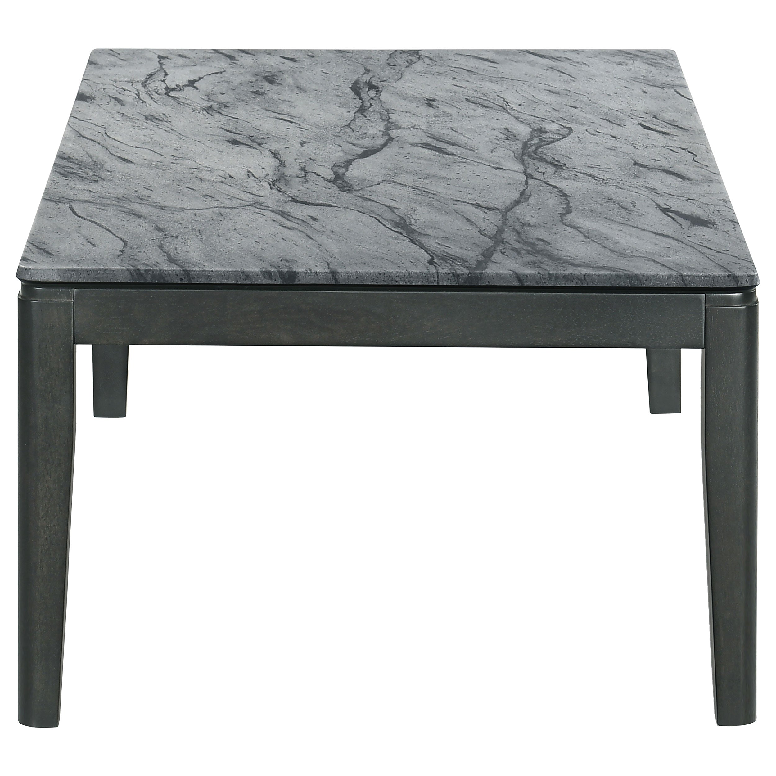 Gray Faux Marble Coffee Table with Black Wood Frame