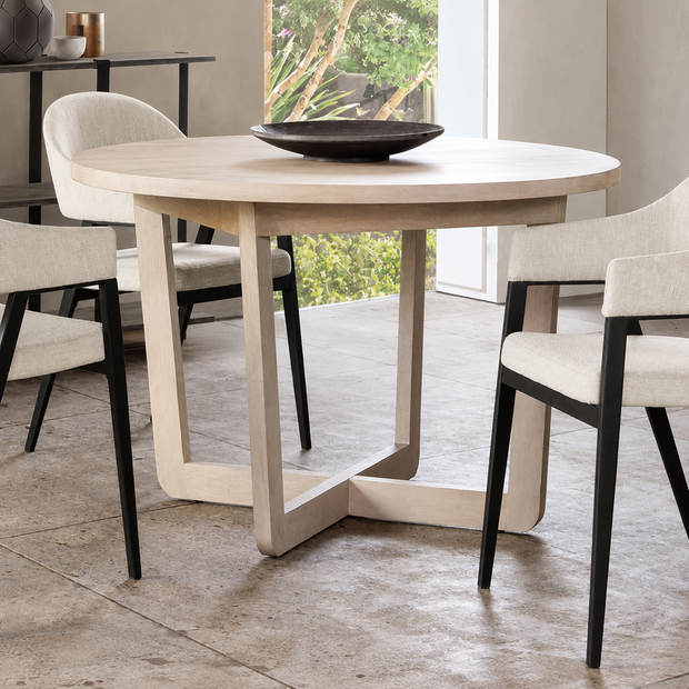 Round Natural Solid Mango Wood Dining Table