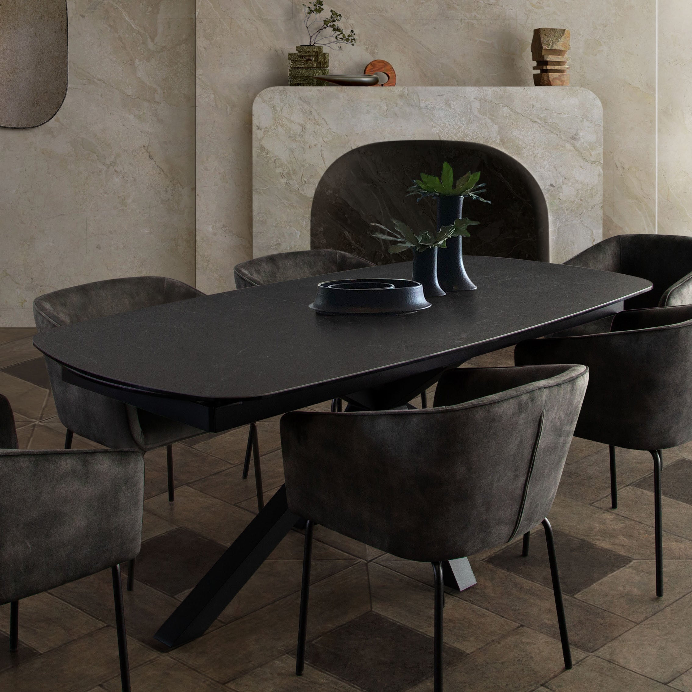Extendable Ceramic Glass Dining Table