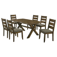 7-piece farmhouse dining set with table and six ladder back chairs