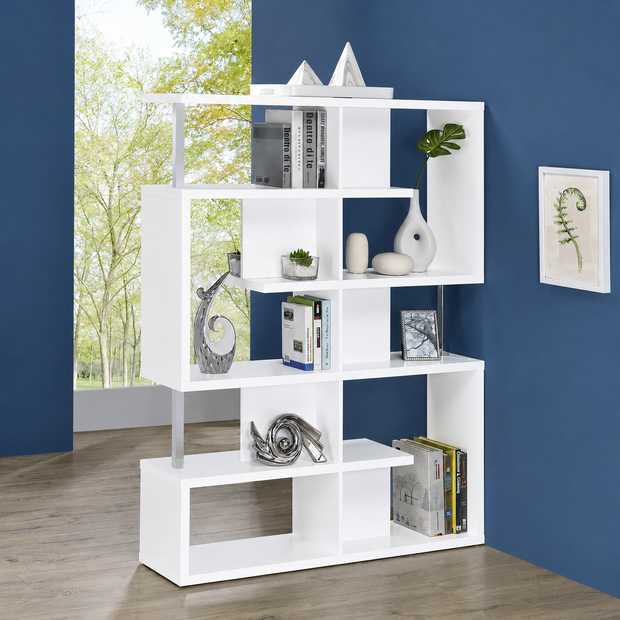 Modern White Asymmetrical Bookcase