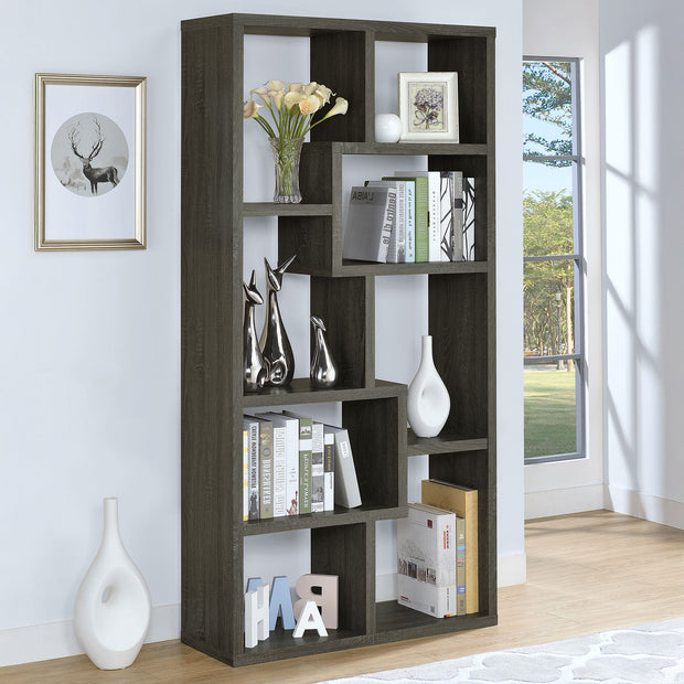Geometric Weathered Gray Bookcase