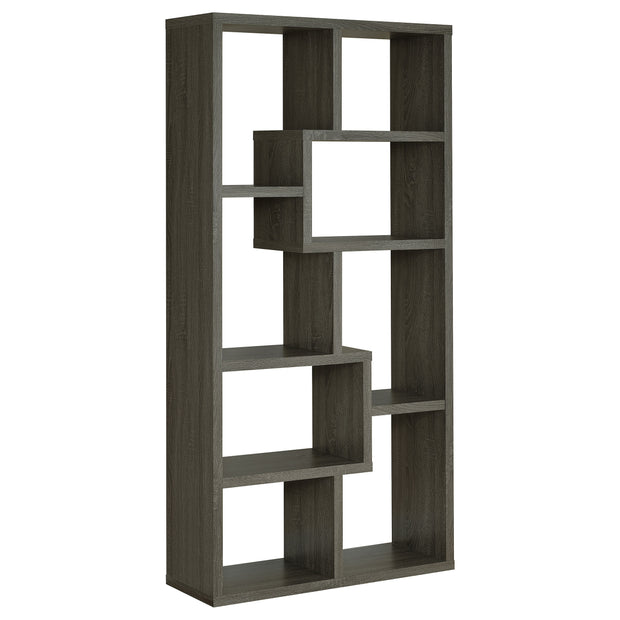 Geometric Weathered Gray Bookcase