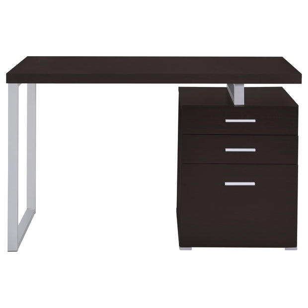 Modern Silver & Wood Office Desk