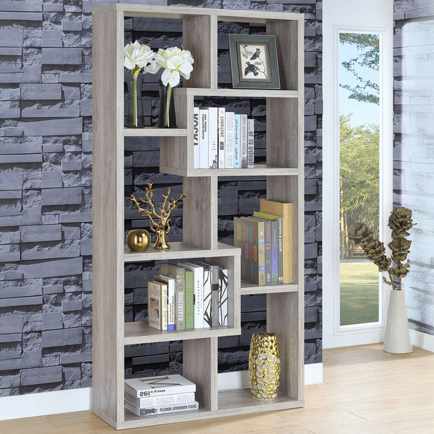 Geometric Gray Driftwood Bookcase