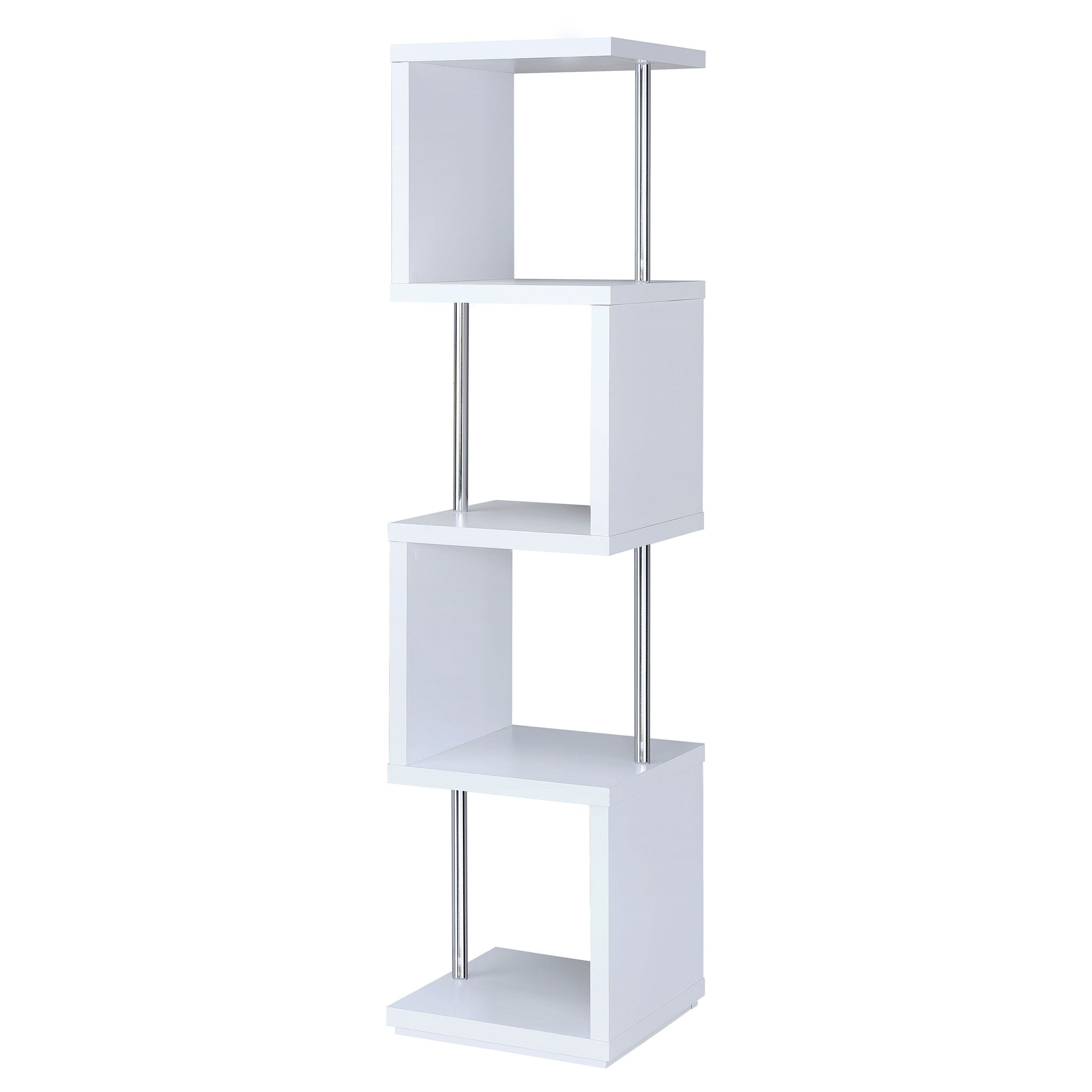 4-Shelf Geometric & Chrome Bookcase