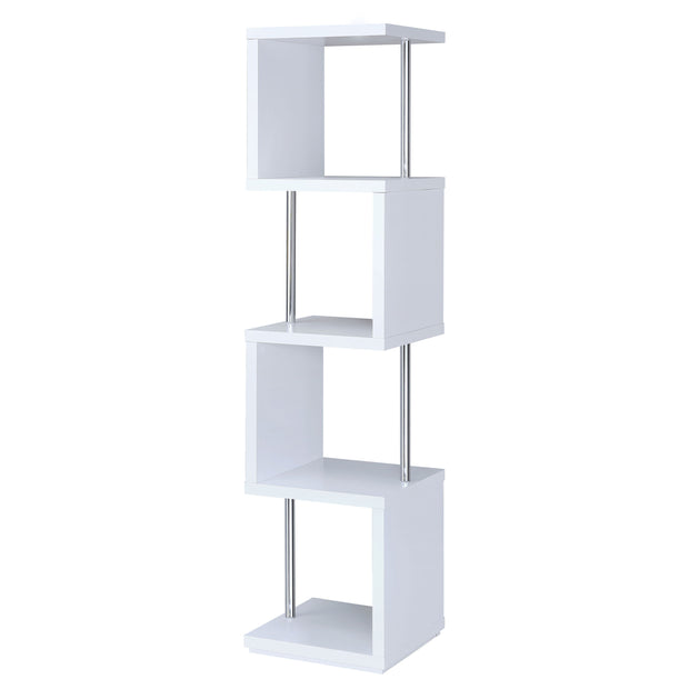 4-Shelf Geometric & Chrome Bookcase