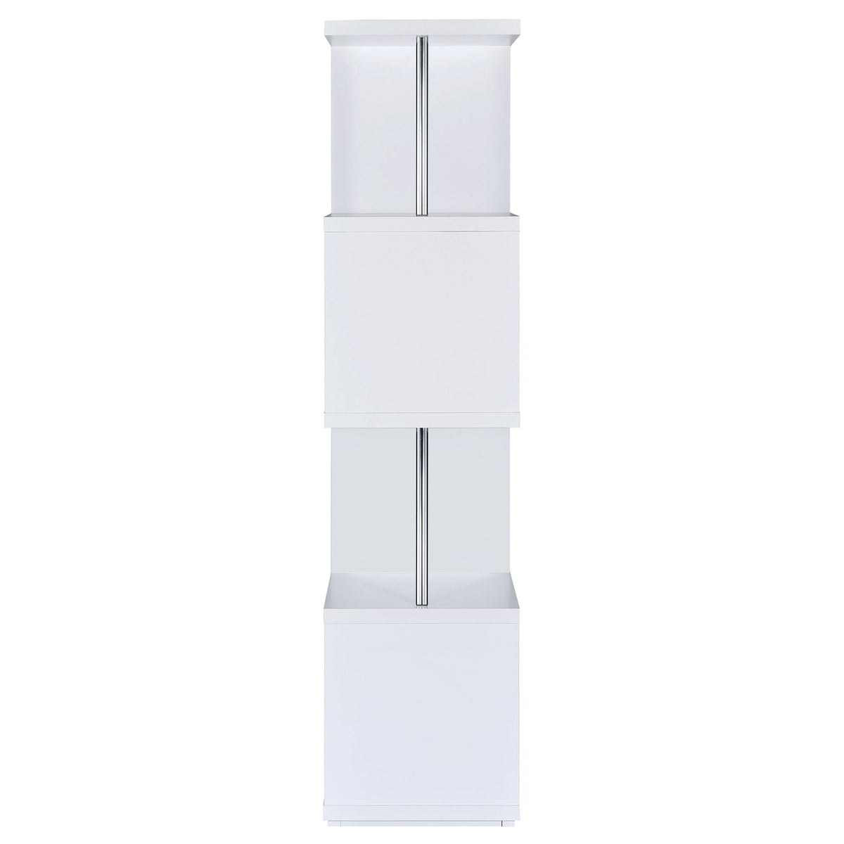 4-Shelf Geometric & Chrome Bookcase
