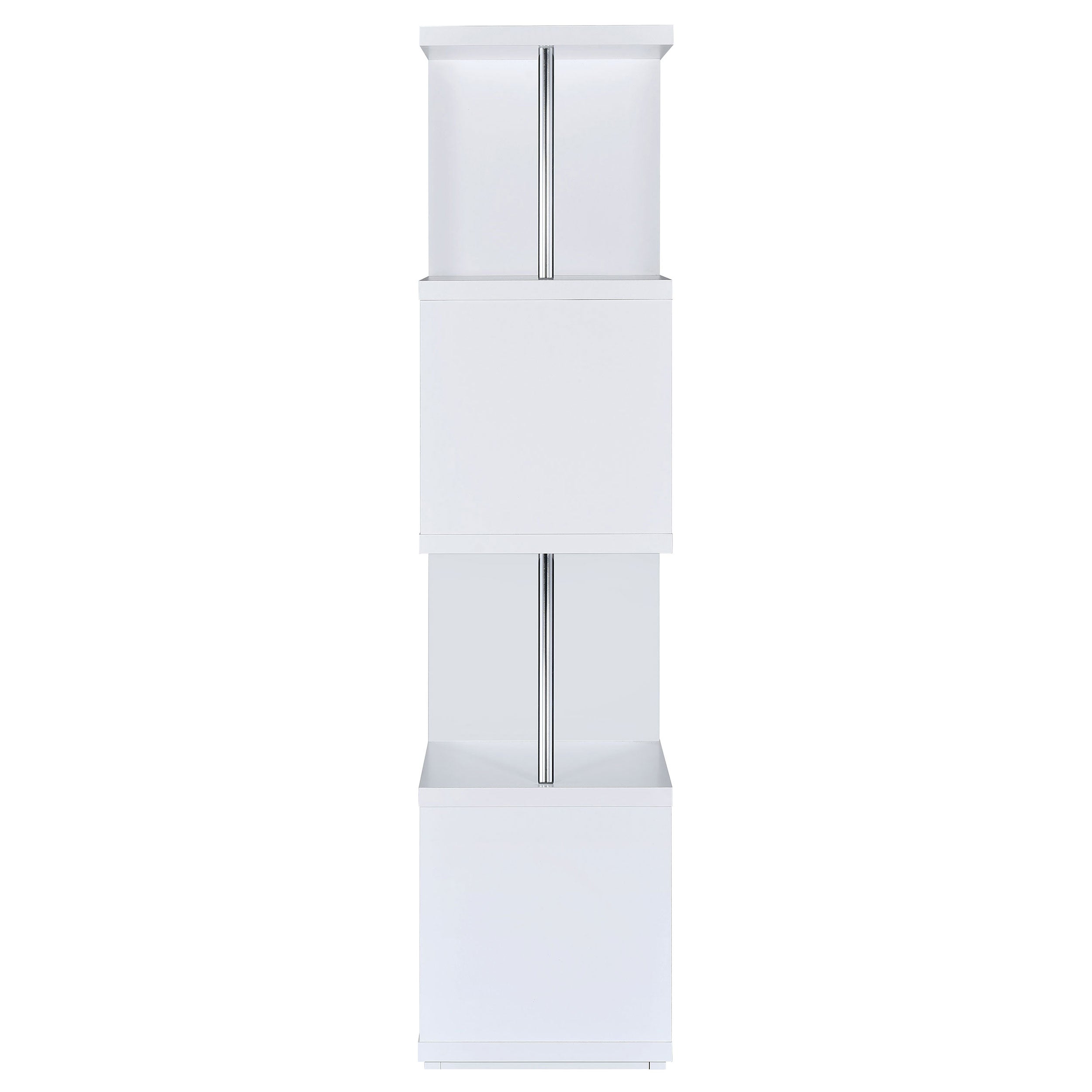 4-Shelf Geometric & Chrome Bookcase