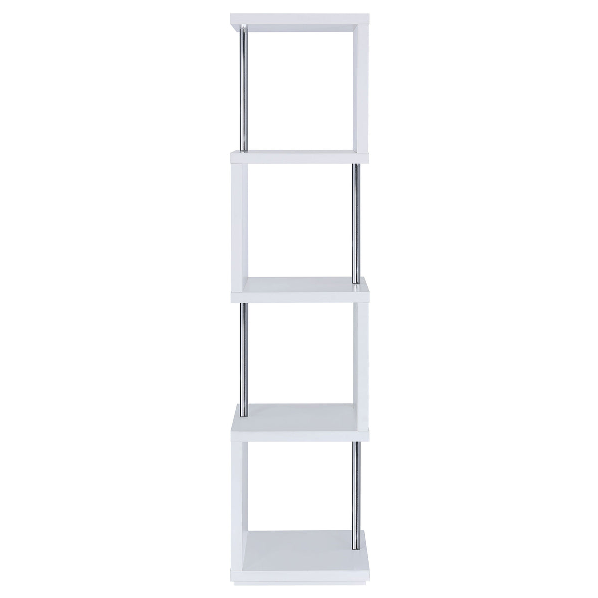 4-Shelf Geometric & Chrome Bookcase