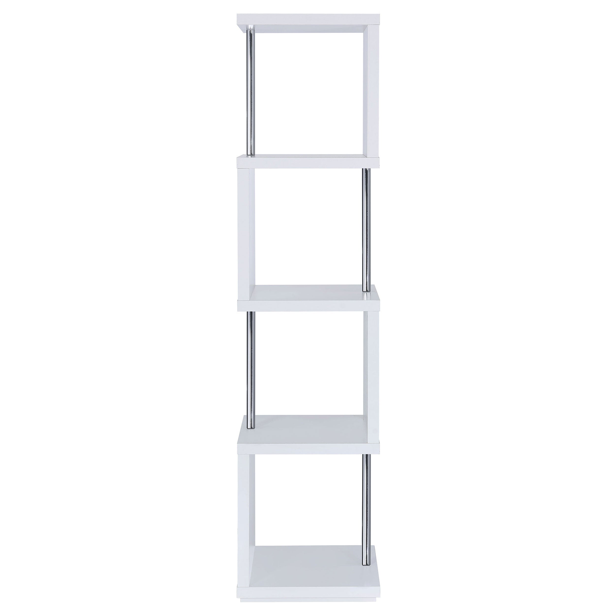 4-Shelf Geometric & Chrome Bookcase
