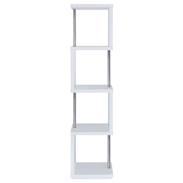 4-Shelf Geometric & Chrome Bookcase