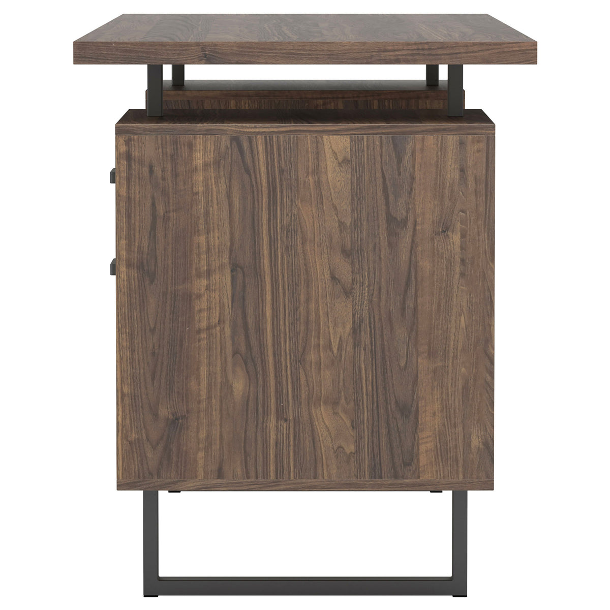 Aged Walnut Office Desk with Storage & File Cabinet