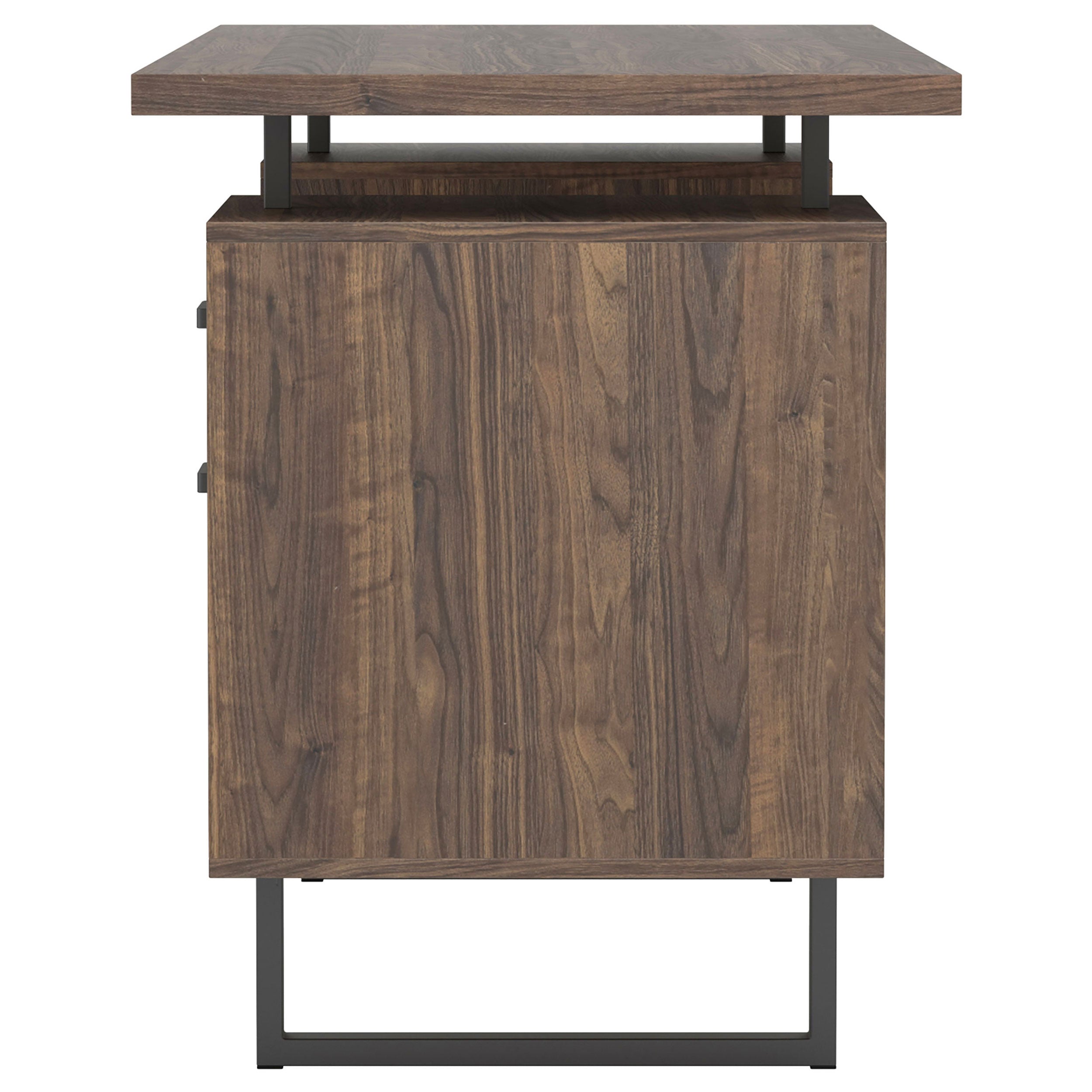 Aged Walnut Office Desk with Storage & File Cabinet