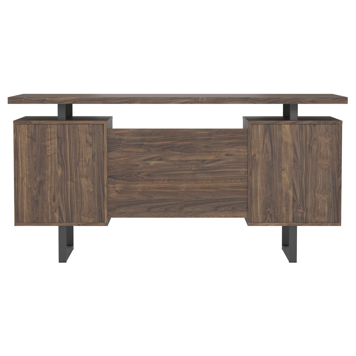 Aged Walnut Office Desk with Storage & File Cabinet