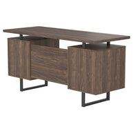 Aged Walnut Office Desk with Storage & File Cabinet